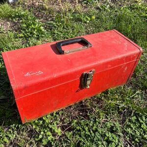 Vtg Kennedy KK-19 Red Metal Tool Box w/ Tray 19x7x7.5" Made USA Pebble Finish